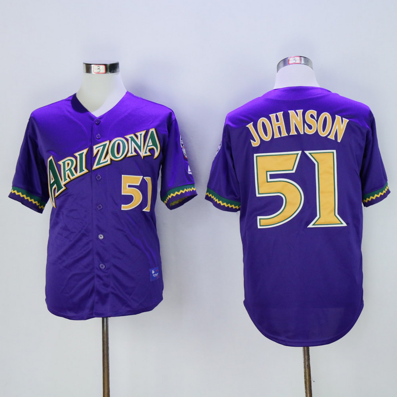 Men Arizona Diamondback 51 Johnson Purple MLB Jerseys